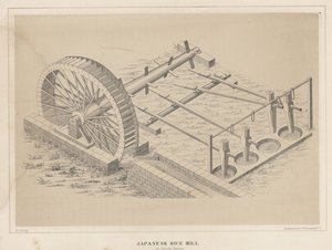 Japansk rismølle i Simoda Nippon, 1855